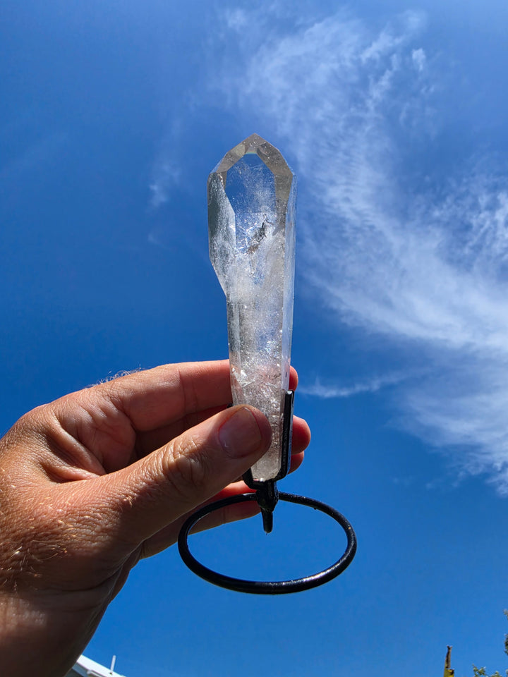 Lemurian Seed Laser Quartz with Metal Stand - Ancient Wisdom