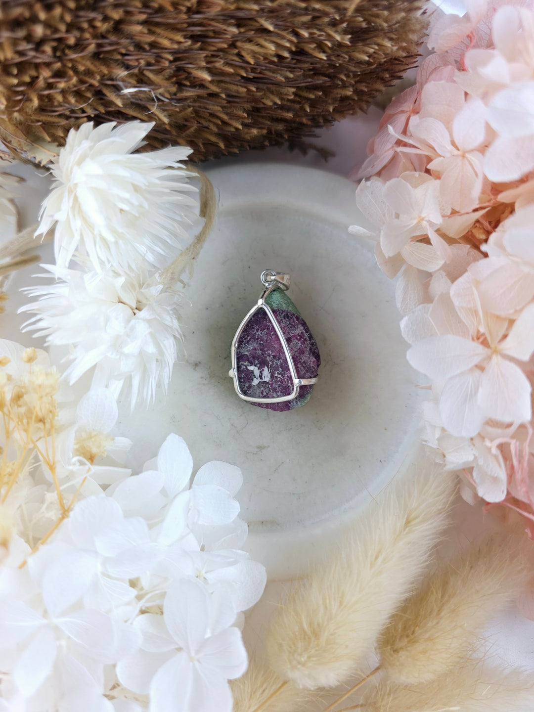 Ruby Zoisite Silver Pendant