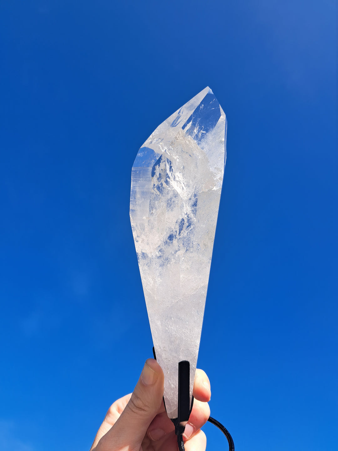 Lemurian Seed Laser Quartz In Metal Stand