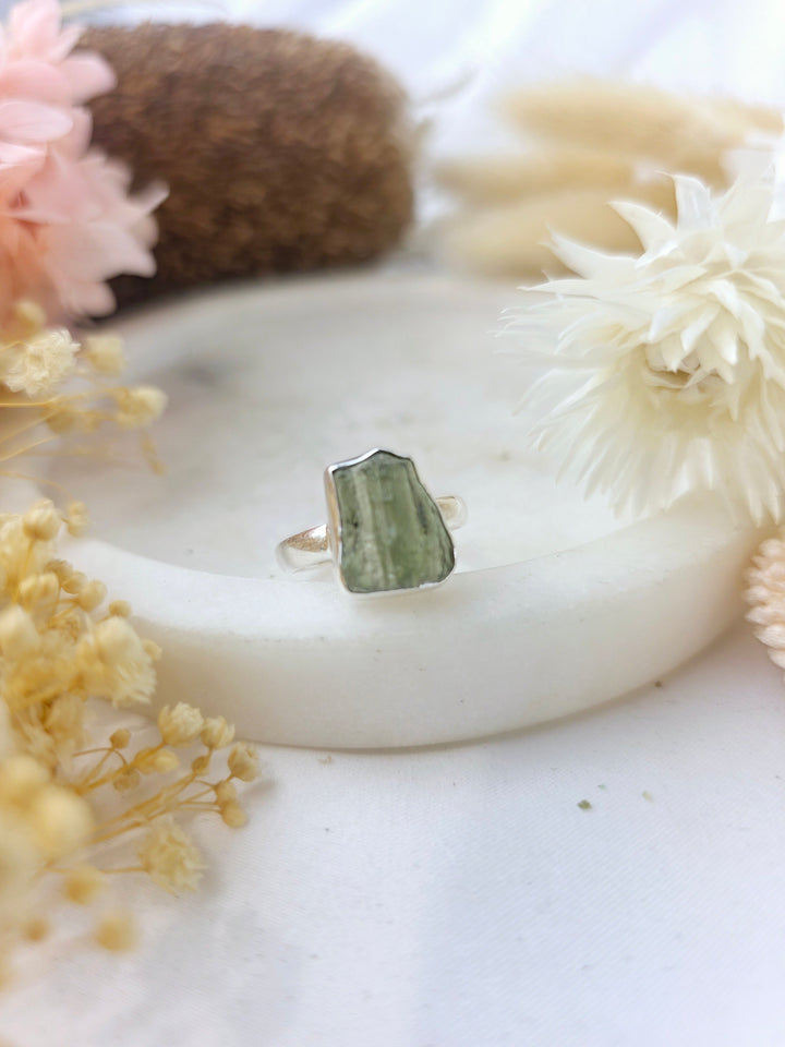 Moldavite Silver Ring