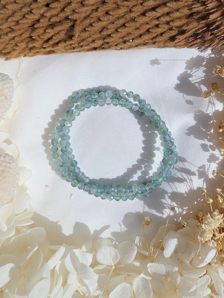 Blue Green Apatite Faceted Bracelet - 4mm