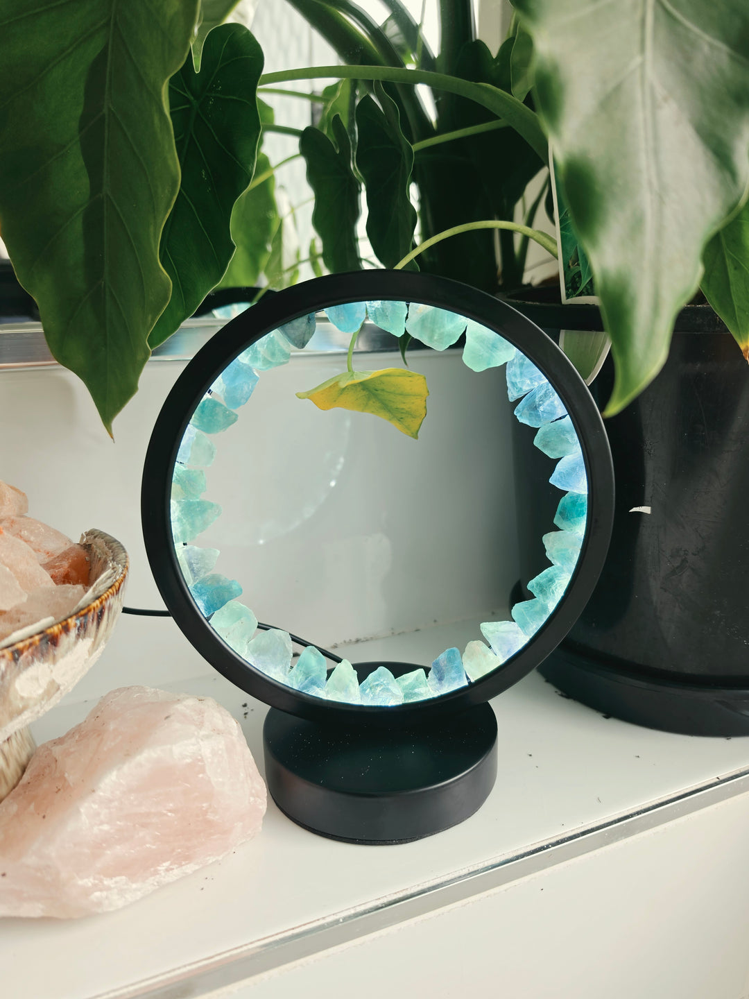 Blue Green Fluorite Halo Lamp