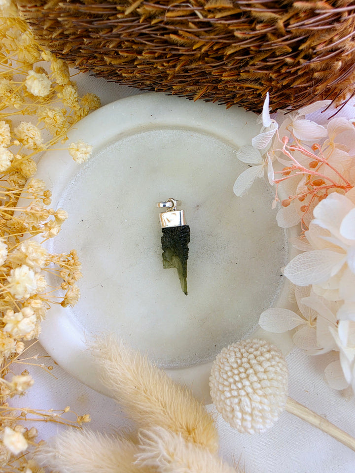 Moldavite Silver Pendant — Manifest & Transform