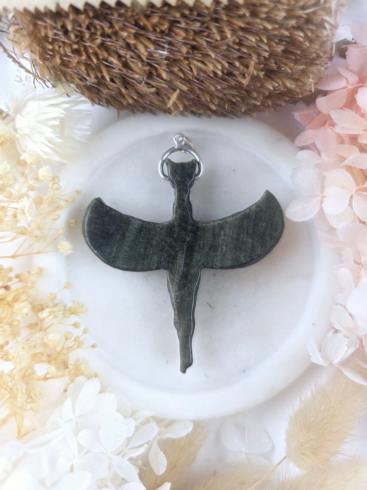 Gold Sheen Obsidian Isis Silver Pendant