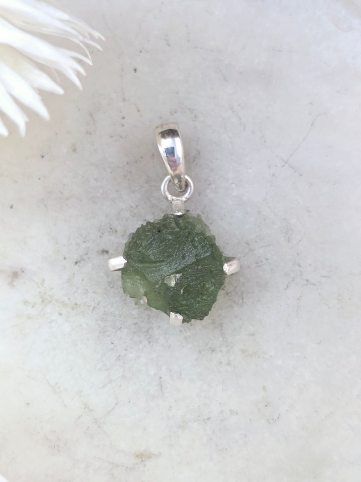 Moldavite Silver Pendant