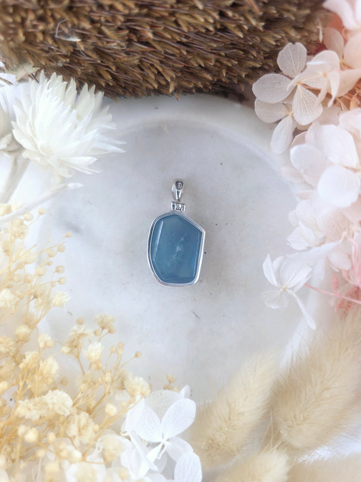 Aquamarine Silver Pendant