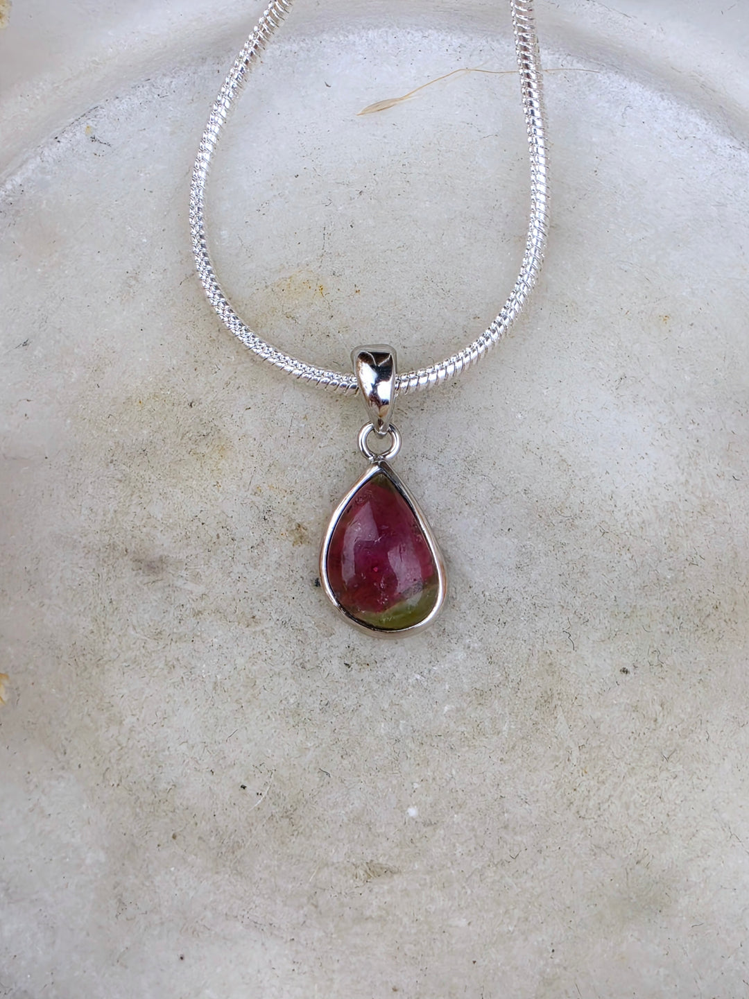 Watermelon Tourmaline Silver Pendant