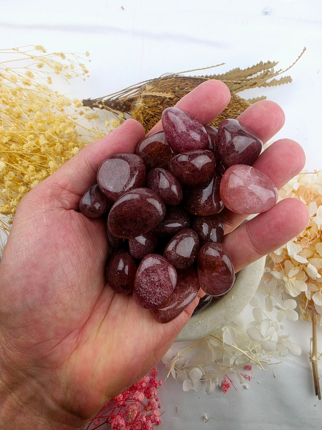 Strawberry Quartz Tumbleds — Sweet Joy