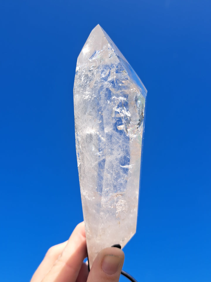 Lemurian Seed Laser Quartz In Metal Stand