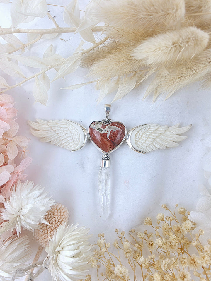 Red Jasper Heart Of The Goddess Wand Silver Pendant