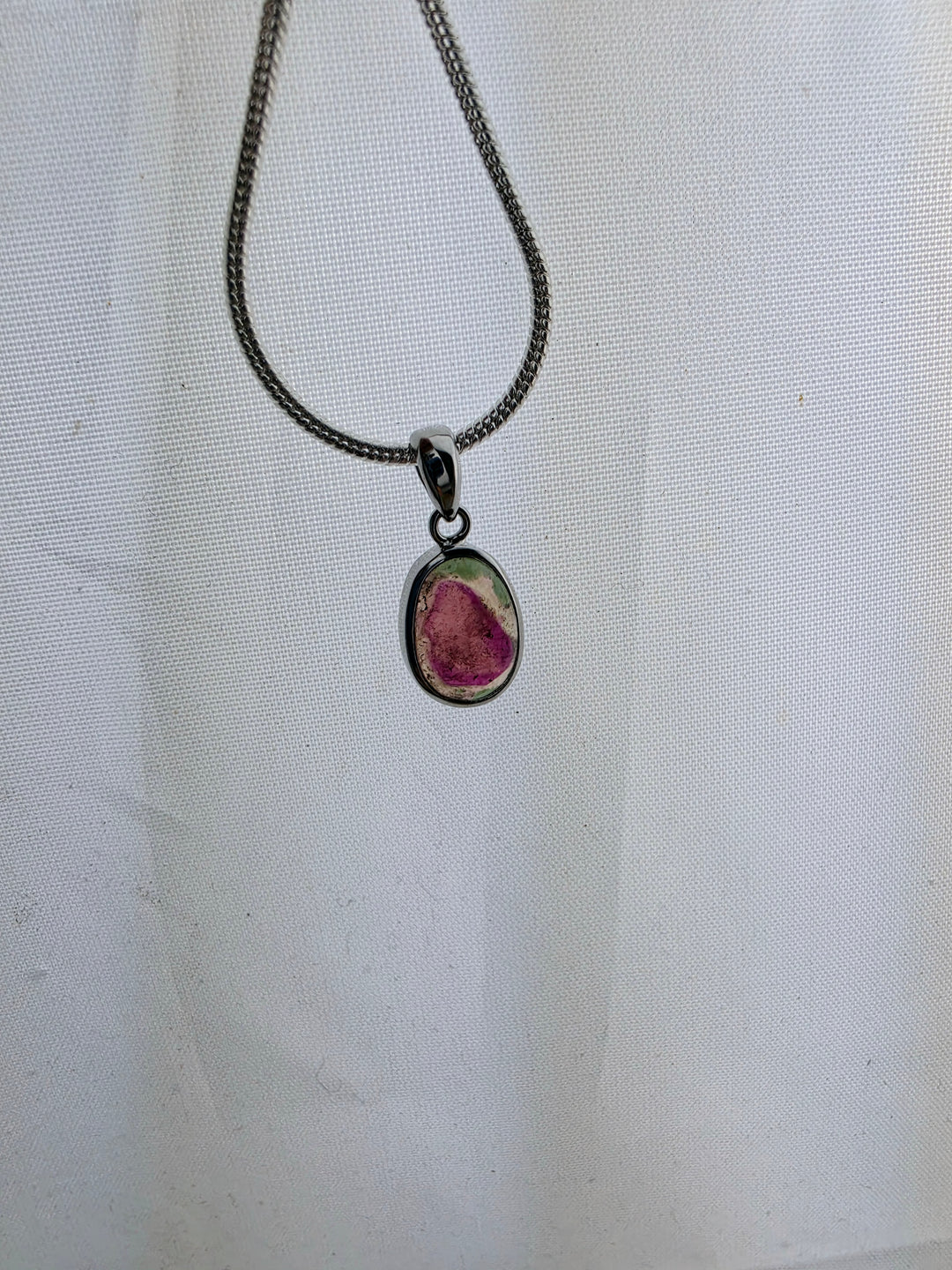 Watermelon Tourmaline Silver Pendant