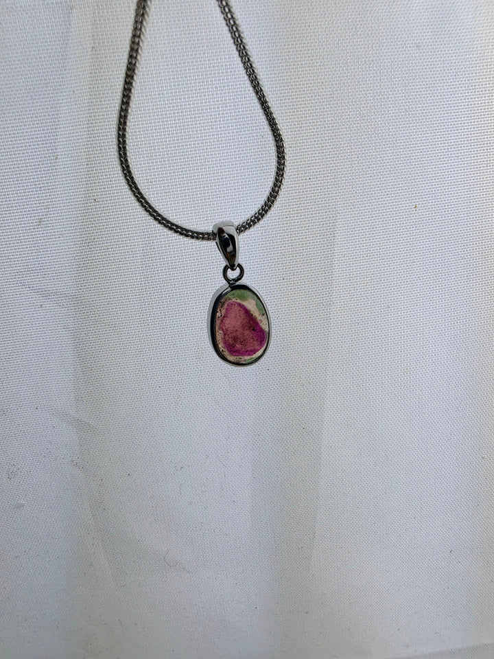 Watermelon Tourmaline Silver Pendant