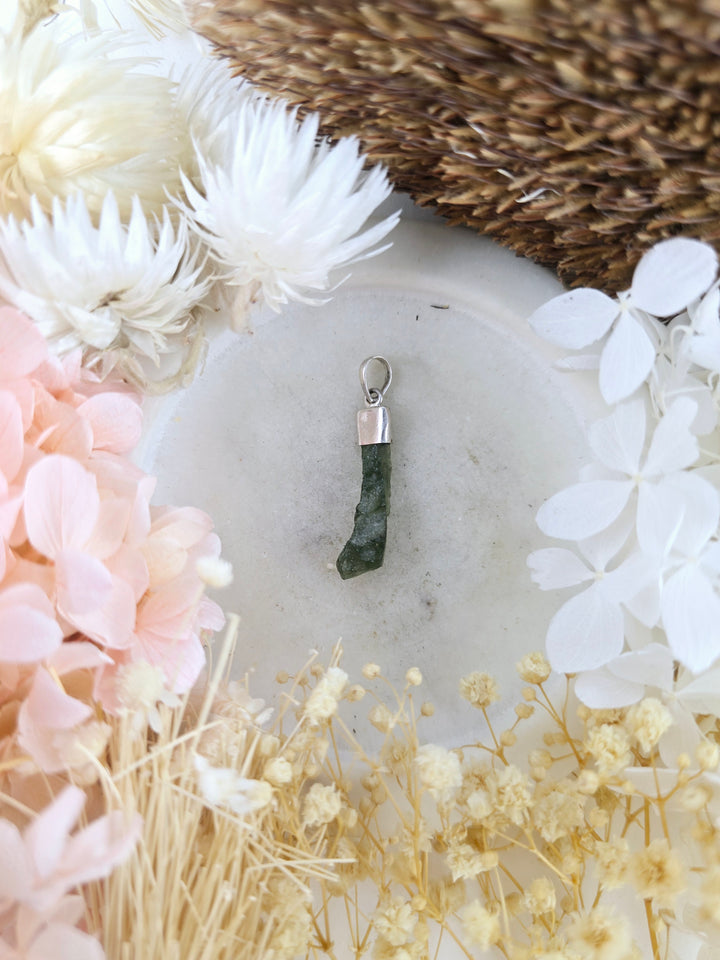 Moldavite Silver Pendant