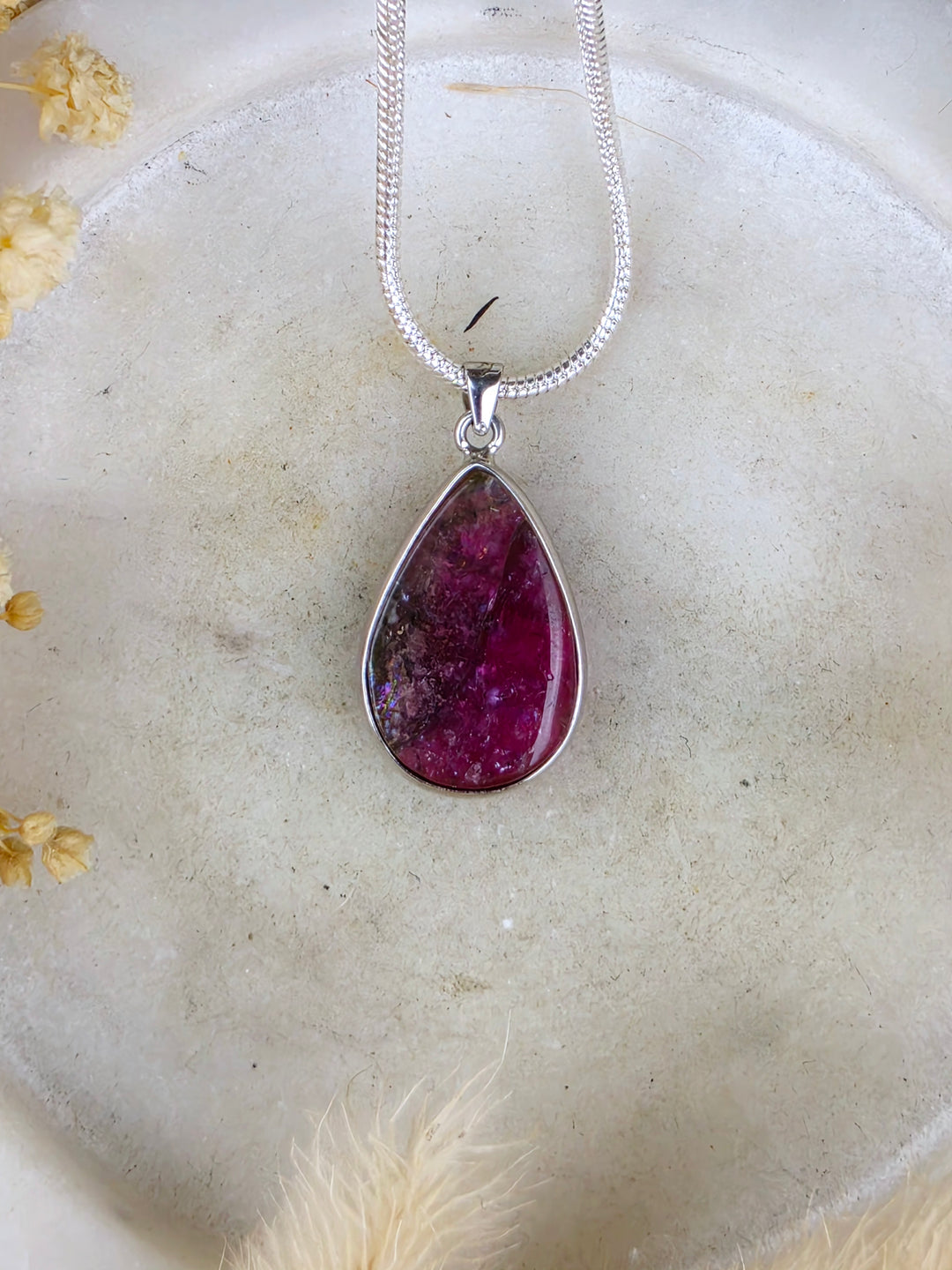 Watermelon Tourmaline Silver Pendant