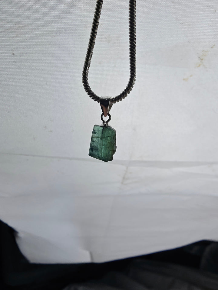 Green & Blue Tourmaline Silver Pendant — Flow & Flourish