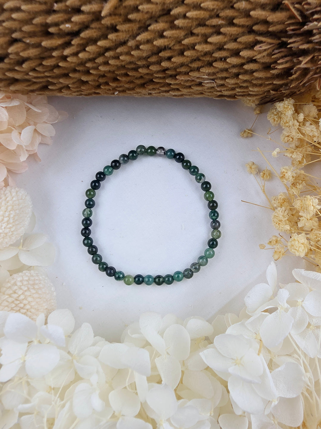 Moss Agate Bracelet - 4mm