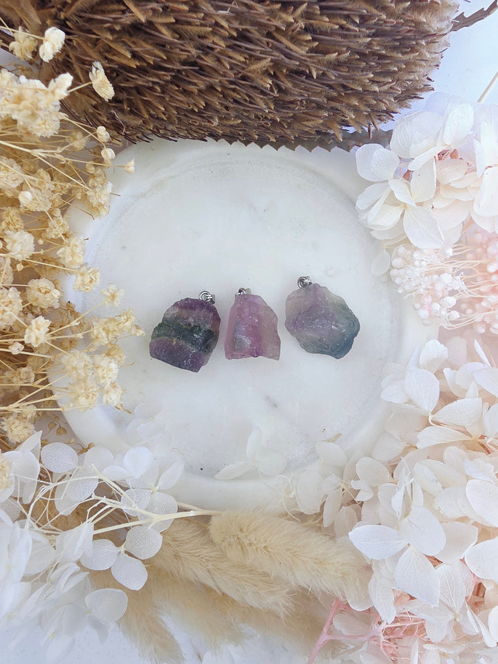 Rainbow fluorite natural pendant