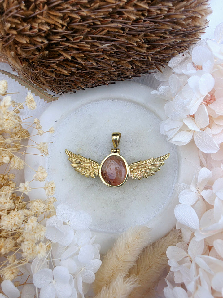 Fire Quartz Anahata Brass Pendant