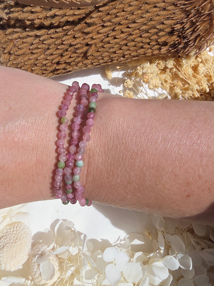 Pink and Green Tourmaline Faceted Bracelet - 4mm