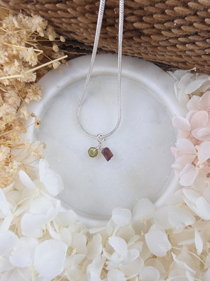 Pink & Green Tourmaline Chakra Silver Pendant/Charm — Heart Wide Open