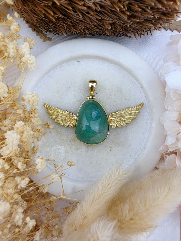 Green Aventurine Anahata Brass Pendant
