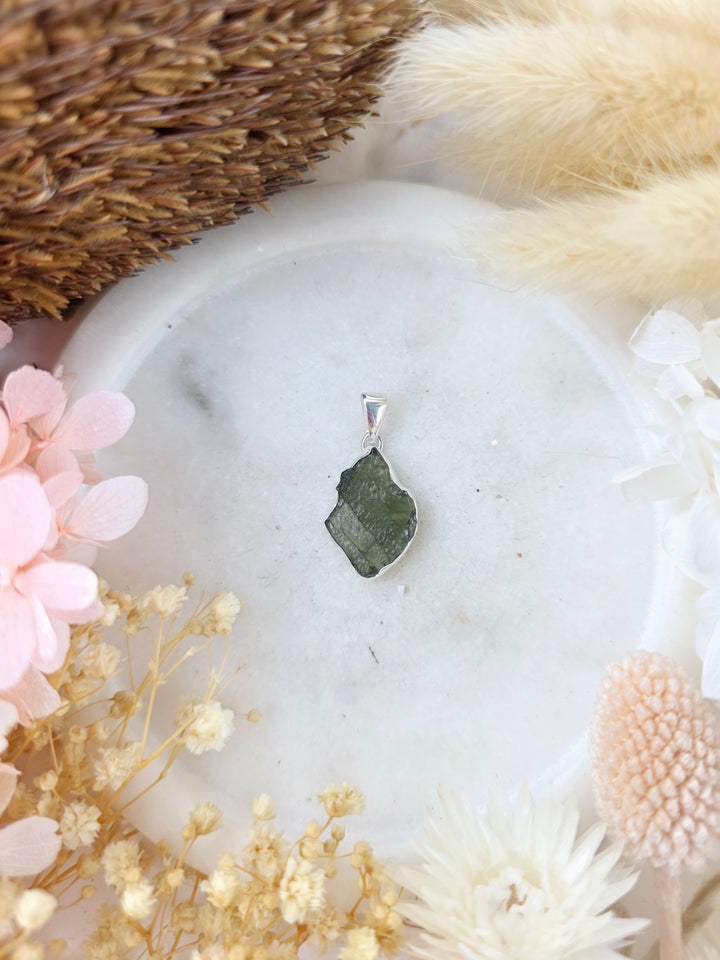 Moldavite Silver Pendant