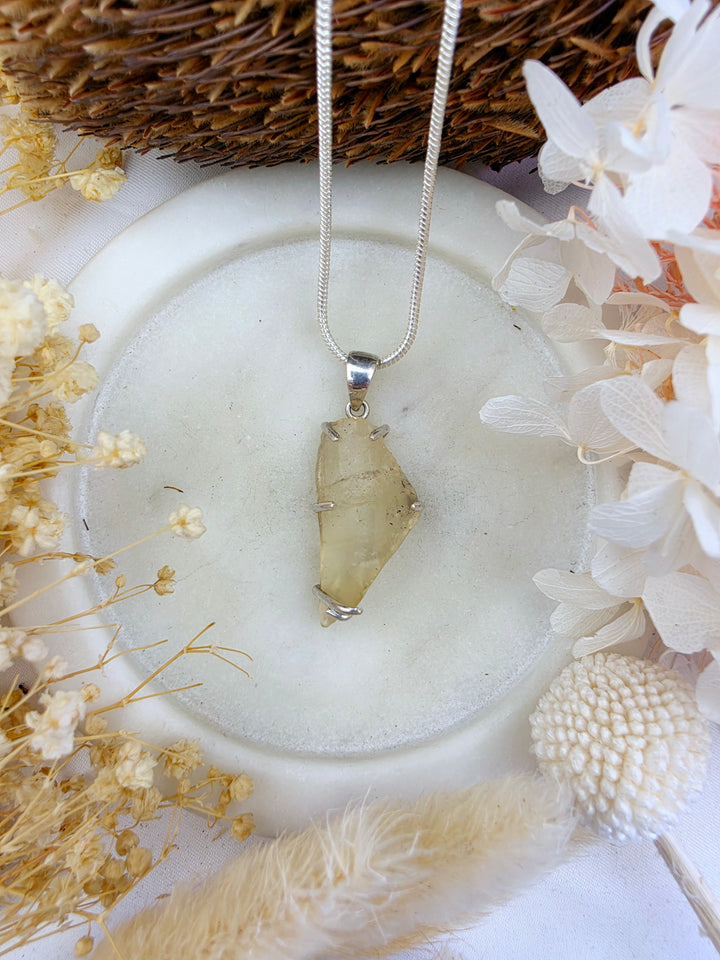 Libyan Desert Glass Silver Pendant — Written in the Stars