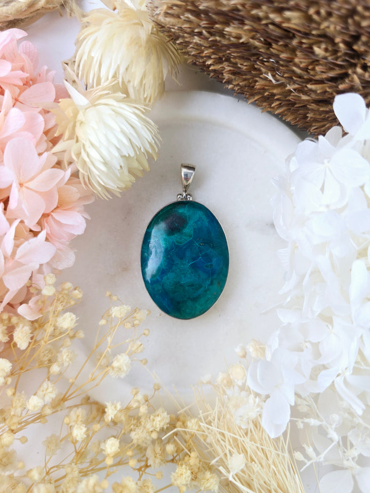 Chrysocolla Silver Pendant