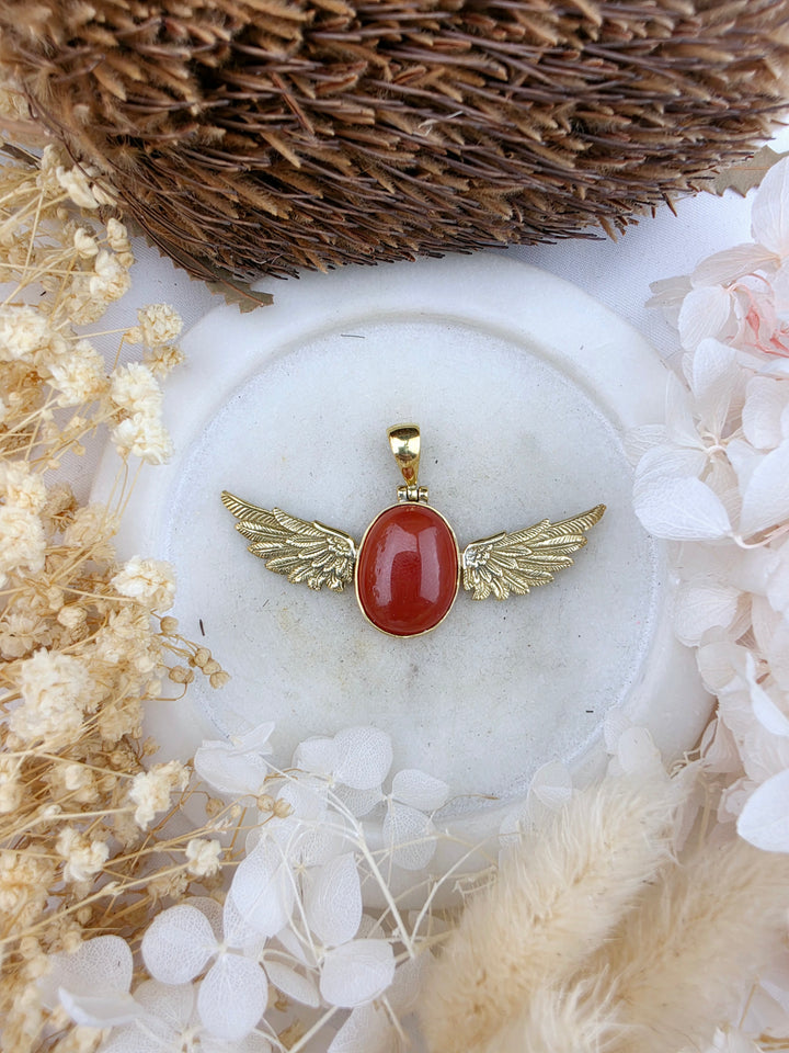 Carnelian Anahata Brass Pendant