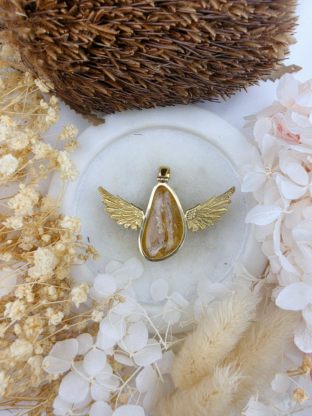 Citrine Anahata Brass Pendant