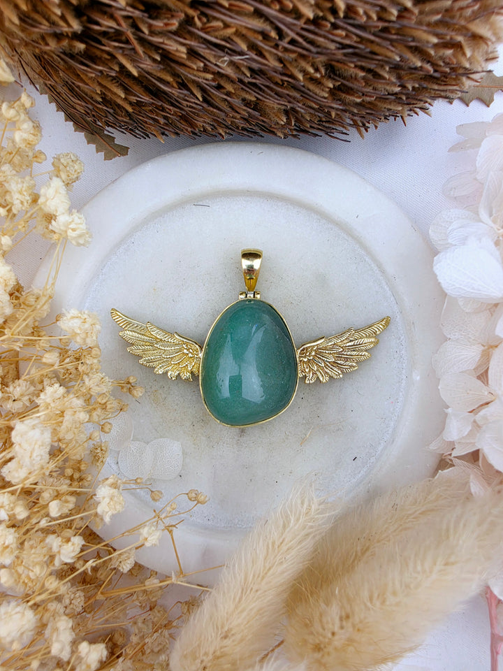 Green Aventurine Anahata Brass Pendant