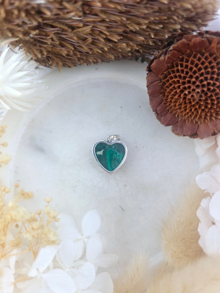 Malachite Heart Silver Pendant