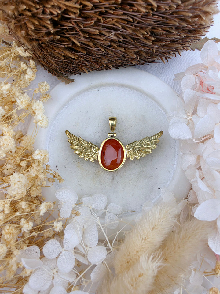 Carnelian Anahata Brass Pendant