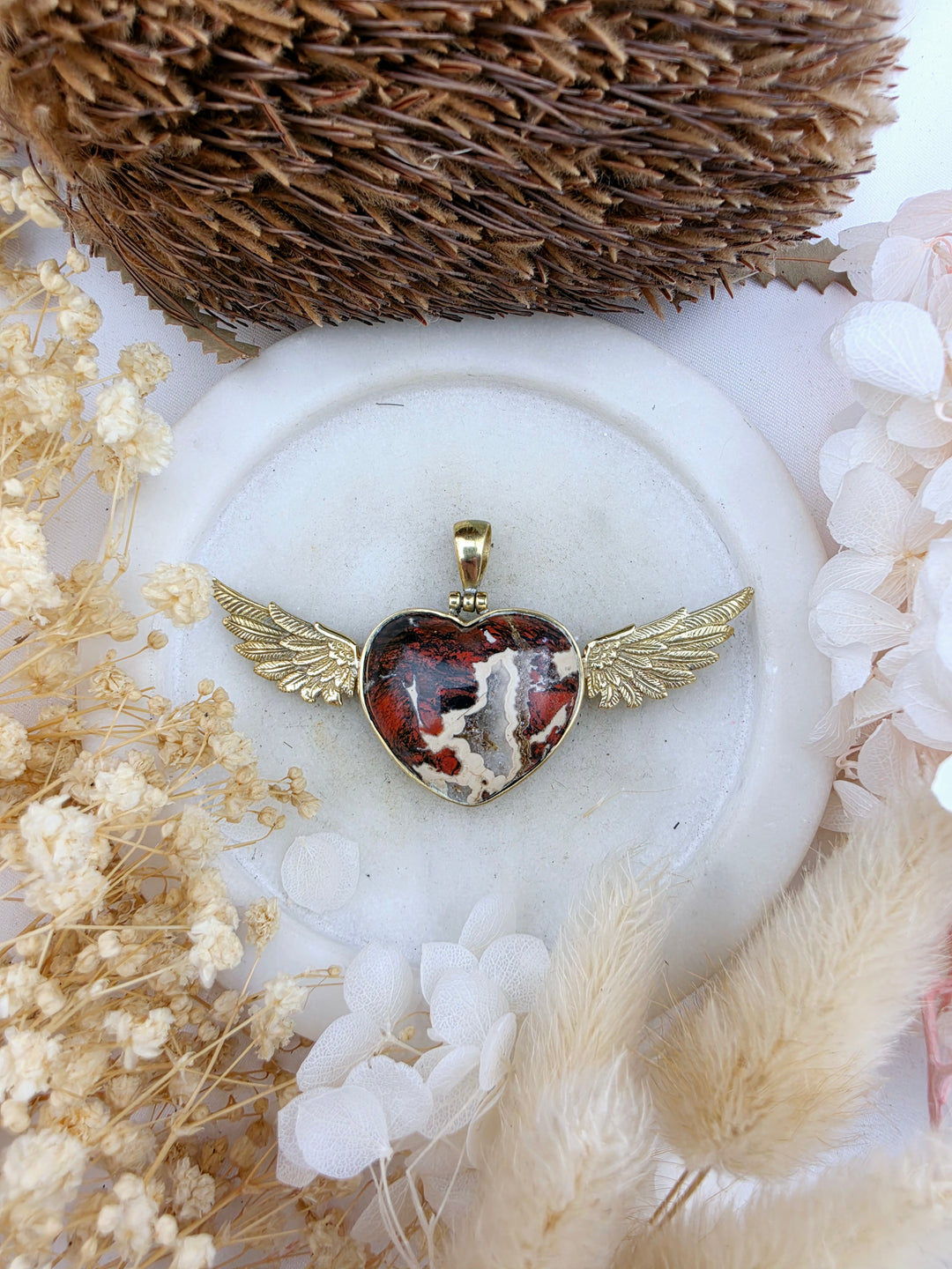 Red Jasper Anahata Brass Pendant