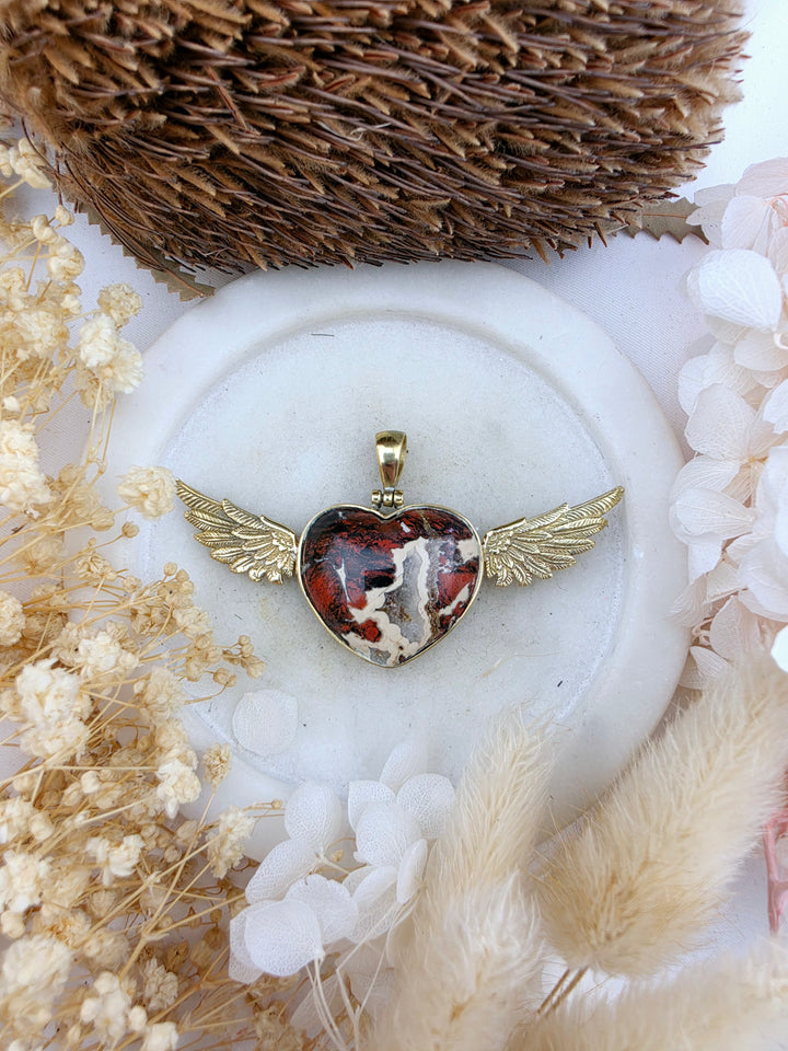 Red Jasper Anahata Brass Pendant