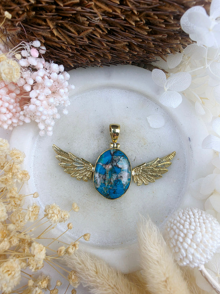 Chyrsocolla Anahata Brass Pendant