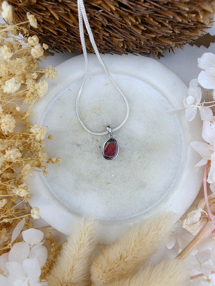 Watermelon Tourmaline Silver Pendant