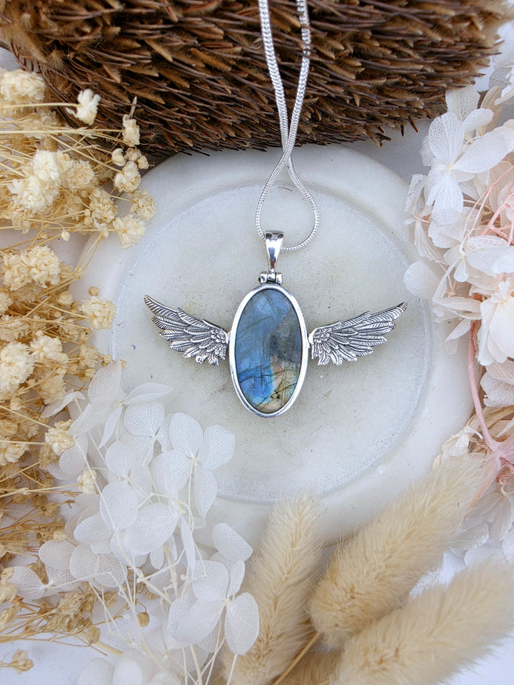 Labradorite Anahata Silver Pendant