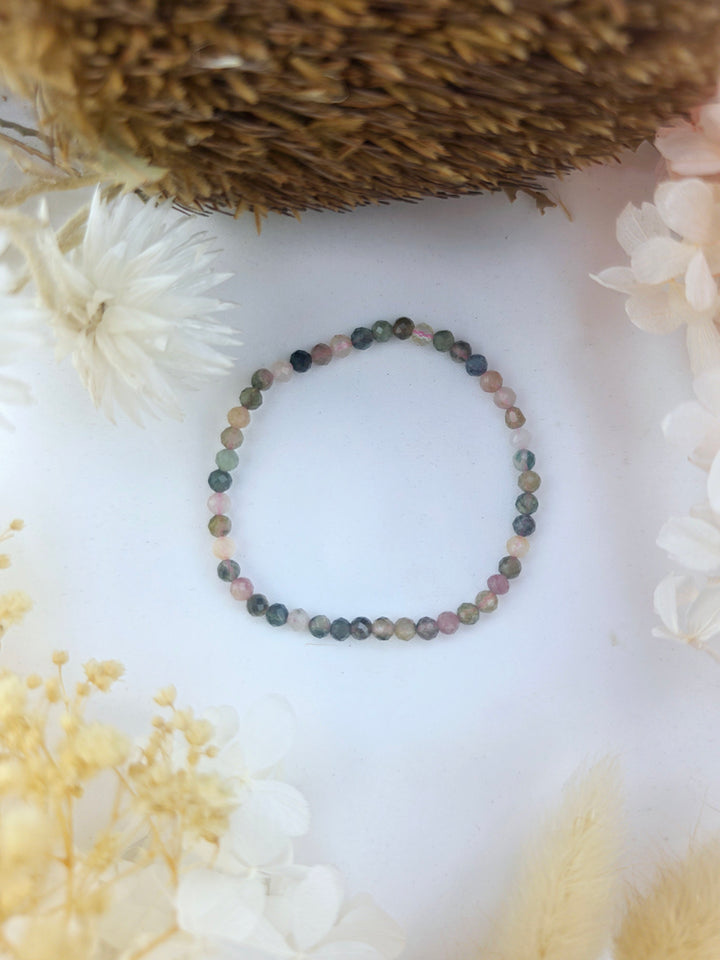 Watermelon Tourmaline Faceted Bracelet - 4mm #2