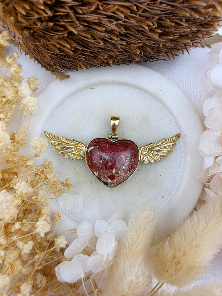 Red Jasper Anahata Brass Pendant
