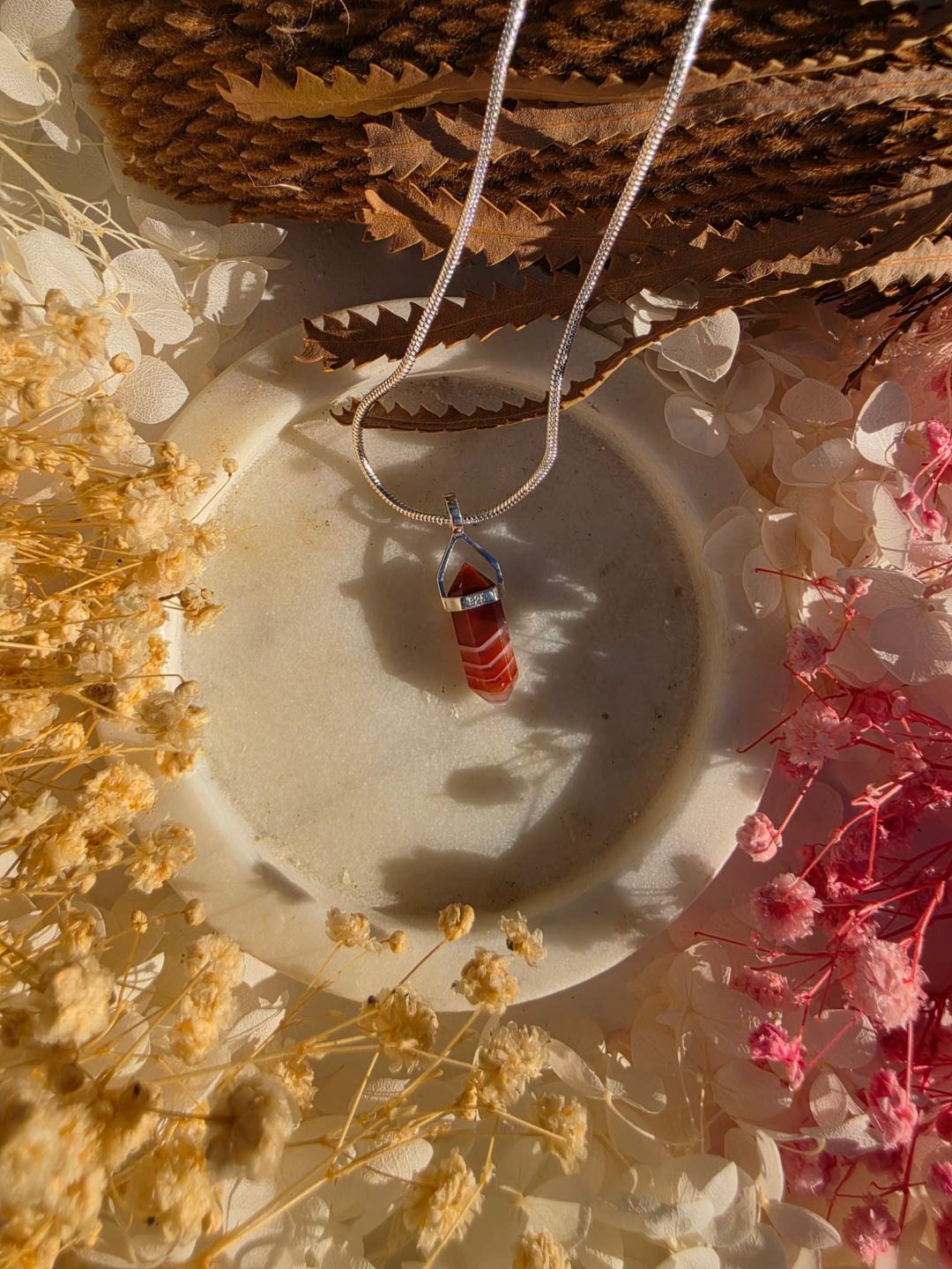 Carnelian Alignment Silver Pendant