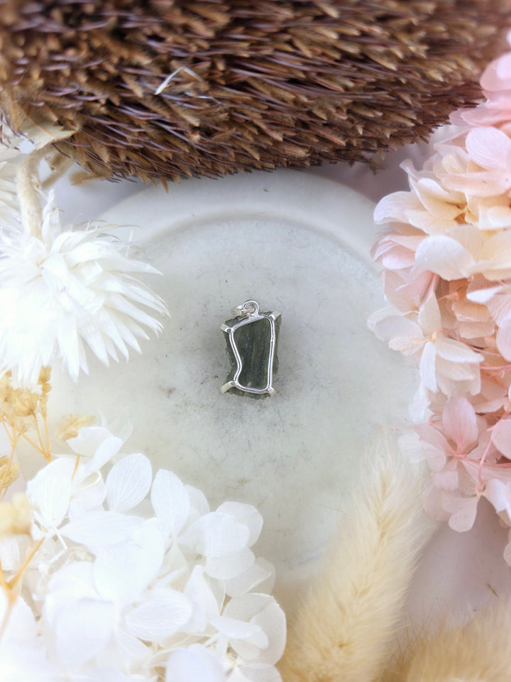 Moldavite Silver Pendant