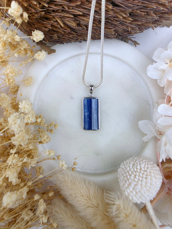 Blue Kyanite Silver Pendant