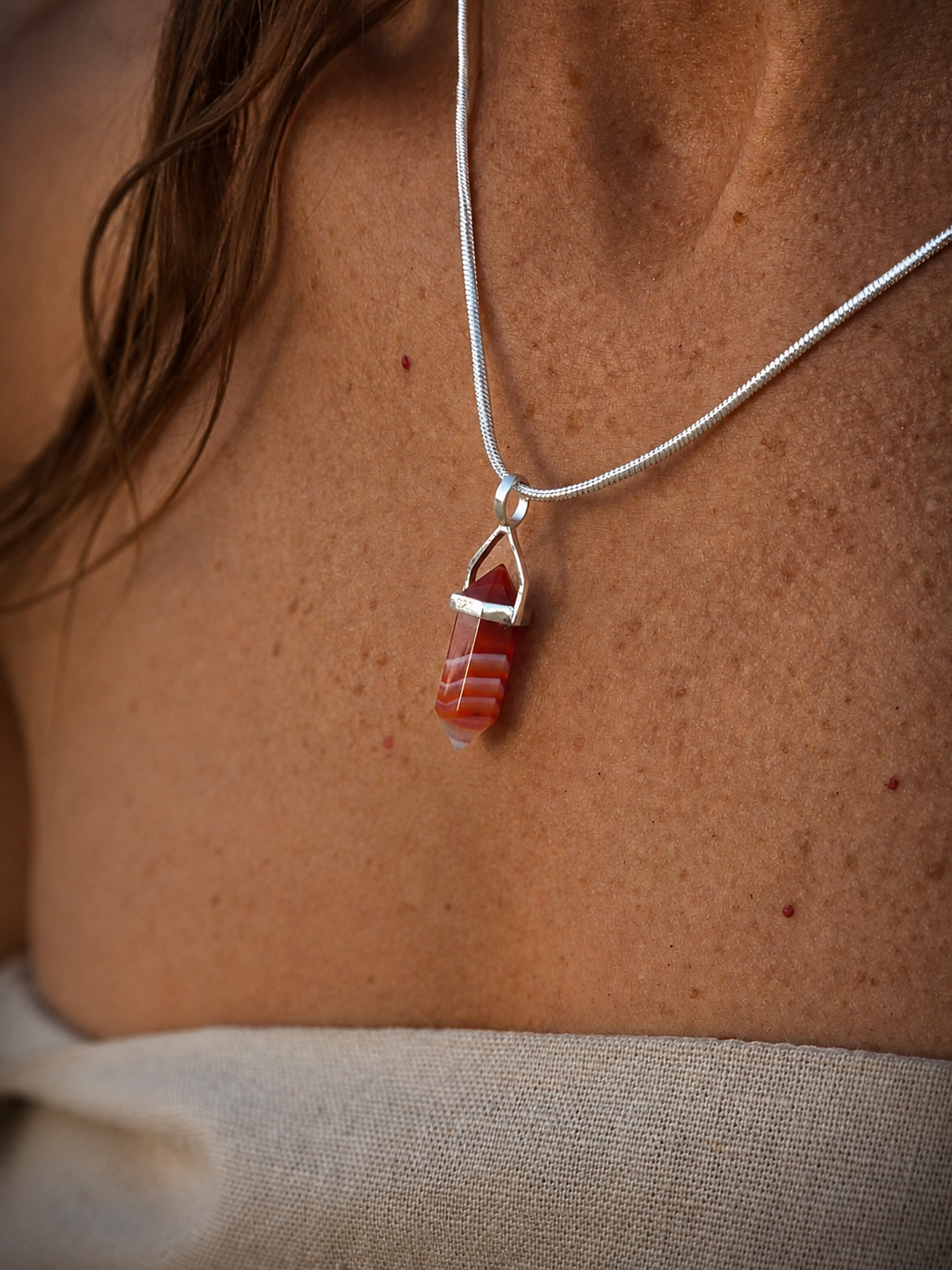 Carnelian Alignment Silver Pendant