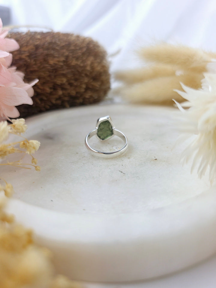 Moldavite Silver Ring