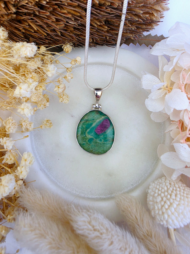 Ruby Fuchsite Silver Pendant
