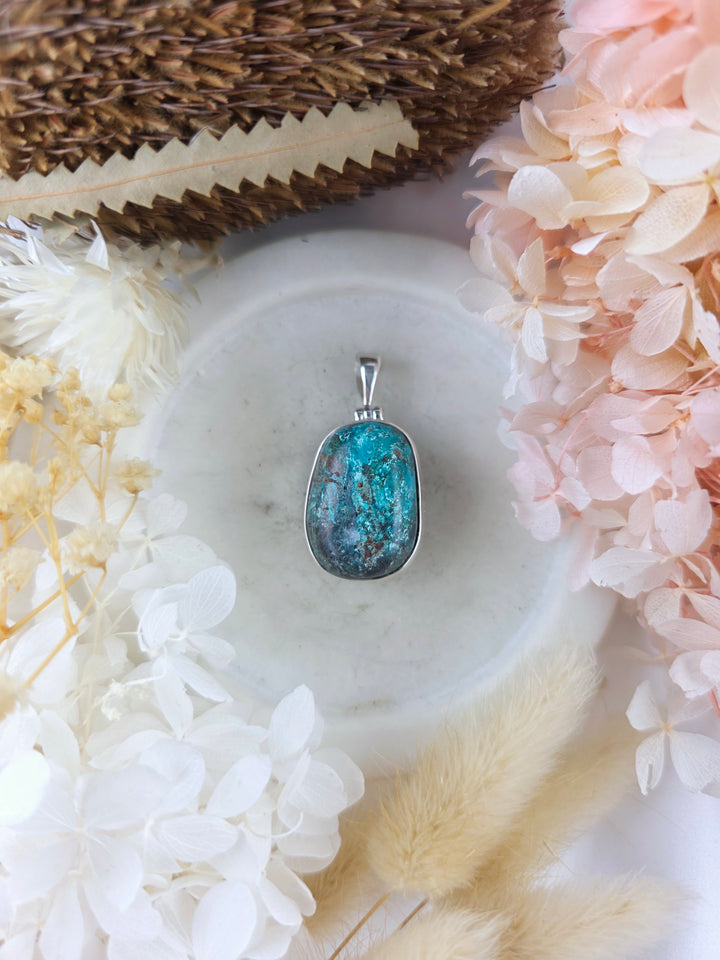 Chrysocolla Silver Pendant