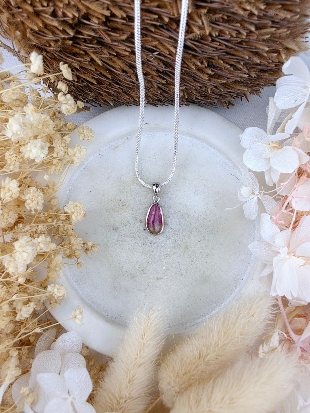 Watermelon Tourmaline Silver Pendant