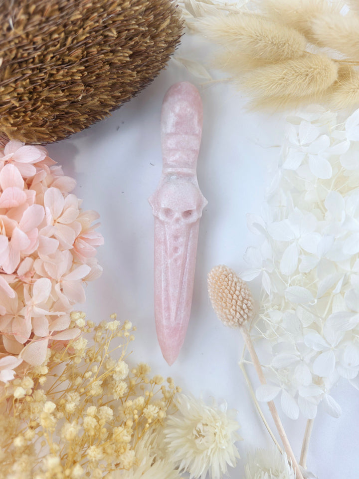 Pink Opal Skull Athame