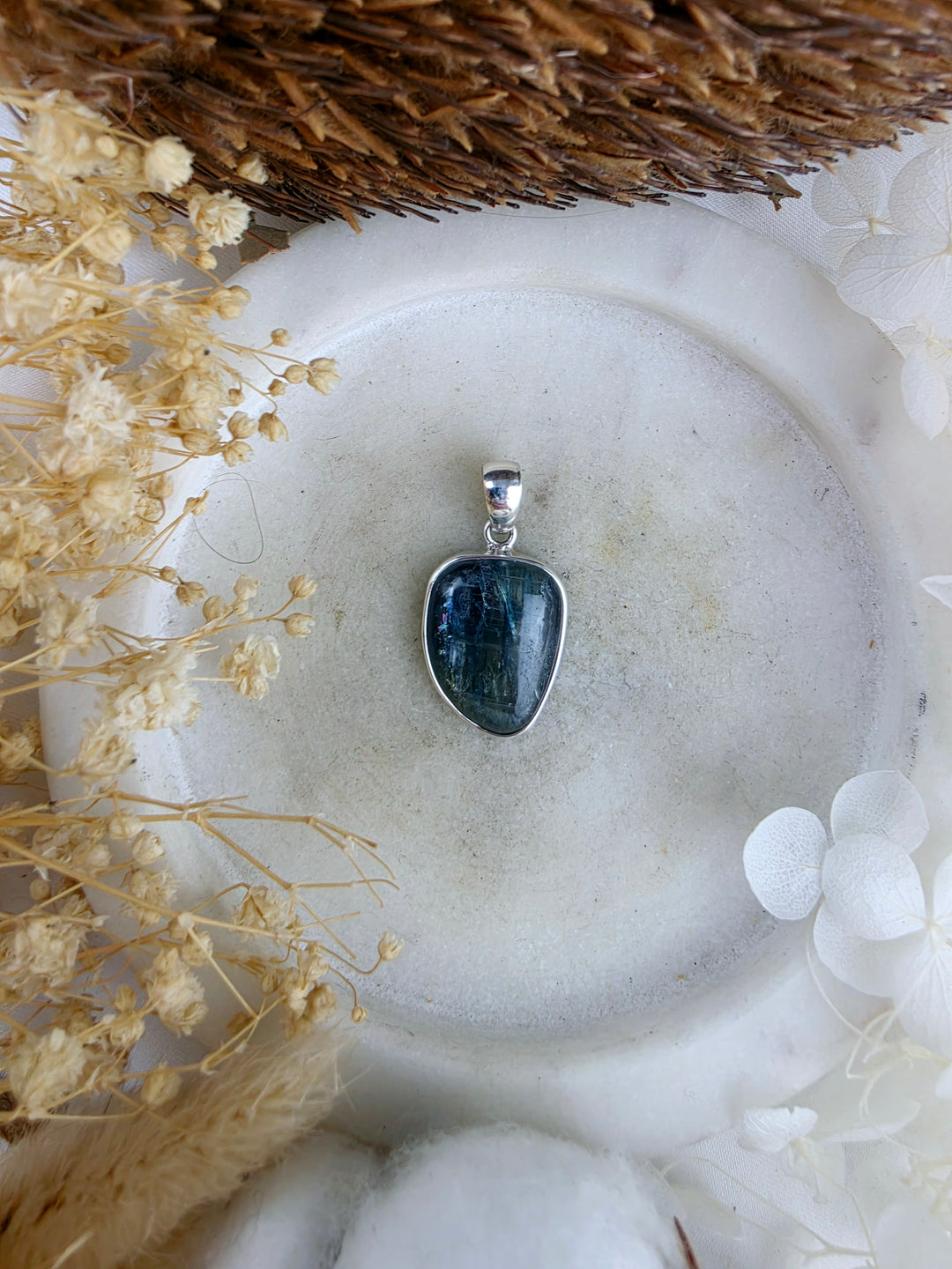 Blue Kyanite Silver Pendant
